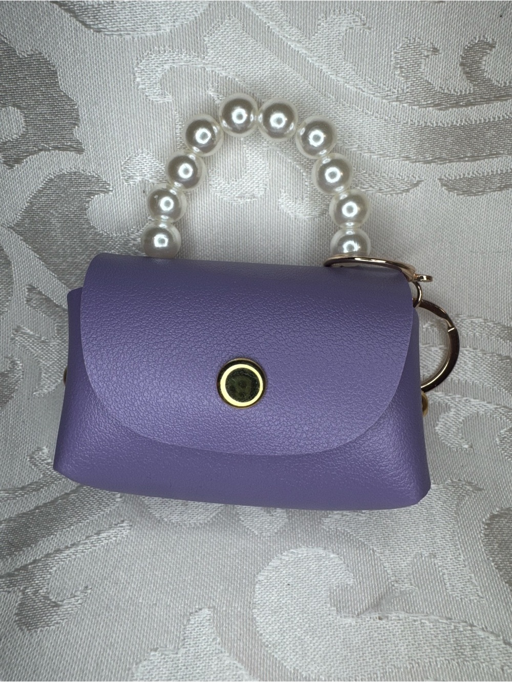 New Pearl-Handle Lavender Mini Handbag Keychain bag charm
